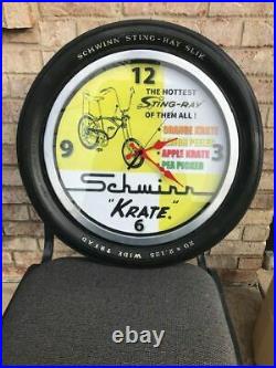 Schwinn Advertising Clock Vintage Krate Ad 20 Stingray Slik Slick Tire Lemon