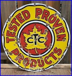 Super Rare Vintage ORIGINAL Canadian Tire CTC Double Sided Porcelain Sign