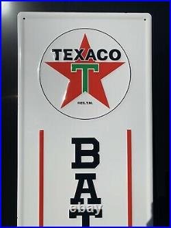 Texaco Battery Sales Service Gas Oil Auto Metal Sign Vintage Style Garage Tires