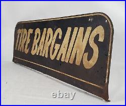 Tire Bargains sign double sided Metal memorabilia Garage Automotive store Vtg