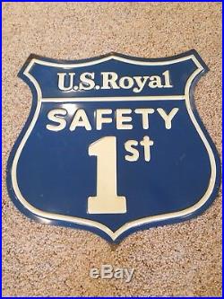 U. S. Royal Uniroyal Safety 1st Tire Sign Vintage Original 1950's 1960s 23 X 24
