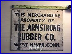 UNIQUE Vintage Armstrong Rubber (Tires) West Haven Conn Metal Sign 11 x 14