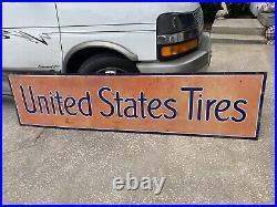 United States Tires Gas Oil Vintage Original Porcelain Sign