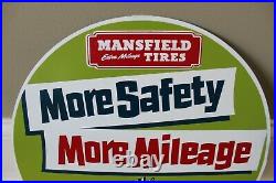VINTAGE 1950's MANSFIELD TIRES GAS STATION METAL SIGN TIRE INSERT POLY MILE