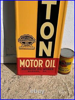 VINTAGE 1970's PENN-EATON MOTOR OIL EMBOSSED METAL DEALER SIGN (47.5x10) NOS