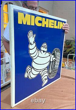 VINTAGE Circa 1970s MICHELIN TIRES Formed PORCELAIN Panel SIGN in original box
