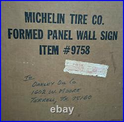 VINTAGE Circa 1970s MICHELIN TIRES Formed PORCELAIN Panel SIGN in original box