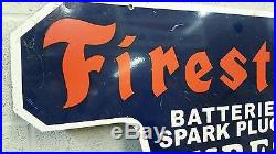 VINTAGE DIE CUT STEEL FIRESTONE TIRES AND BATTERIES SIGN 36 by 25 INCHES