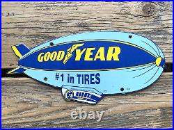 VINTAGE GOOD YEAR #1 in TIRES WHEEL TYRES SALES & SERVICE PORCELAIN GAS SIGN