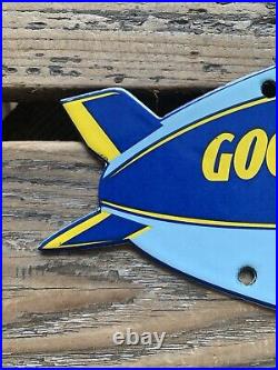 VINTAGE GOOD YEAR #1 in TIRES WHEEL TYRES SALES & SERVICE PORCELAIN GAS SIGN