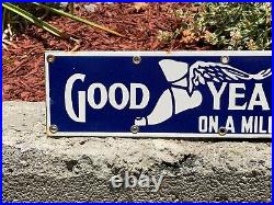 VINTAGE GOODYEAR CARRAIGE TIRES PORCELAIN ADVERTISING SIGN (24x 4) VERY NICE