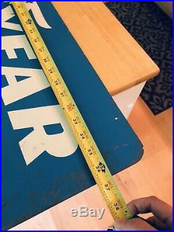 VINTAGE GOODYEAR TIRES 36x10 METAL Double Sided FLANGE SIGN