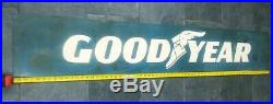 VINTAGE GOODYEAR TIRES PORCELAIN SIGN DOUBLE SIDED1973 stamp 66inches long