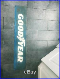 VINTAGE GOODYEAR TIRES PORCELAIN SIGN DOUBLE SIDED1973 stamp 66inches long