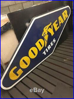 VINTAGE GOODYEAR TIRES SERVICE DEALER PORCELAIN STEEL SIGN 4 ft x 10 ft LARGE