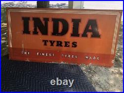 VINTAGE INDIA TIRE SIGN 36 x 18 1960s