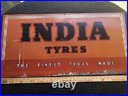 VINTAGE INDIA TIRE SIGN 36 x 18 1960s