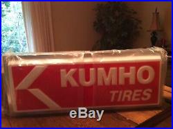 VINTAGE KUMHO TIRE LIGHTED ADVERTISING GASAnd OIL SIGN NEW in BOX