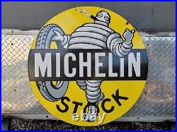 VINTAGE MICHELIN TIRES PORCELAIN SIGN 30 2sided AUTOMOBILE PARTS CAR GAS & OIL