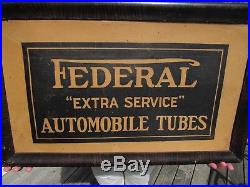 VINTAGE ORIGINAL 1900 1920's FEDERAL TIRES SIGN FEDERAL AUTOMOBILE TUBES SIGN