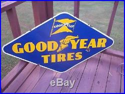 VINTAGE-ORIGINAL. 1940s GOODYEAR TIRE SIGN. DOUBLESIDED. PORCELAIN. 48X27-1/2