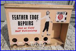 VINTAGE ORIGINAL 1950's BOWES SEAL FAST TIRE REPAIR DISPLAY CABINET FEATHER EDGE