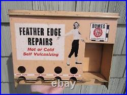 VINTAGE ORIGINAL 1950's BOWES SEAL FAST TIRE REPAIR DISPLAY CABINET FEATHER EDGE