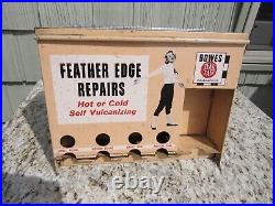 VINTAGE ORIGINAL 1950's BOWES SEAL FAST TIRE REPAIR DISPLAY CABINET FEATHER EDGE