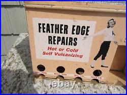 VINTAGE ORIGINAL 1950's BOWES SEAL FAST TIRE REPAIR DISPLAY CABINET FEATHER EDGE