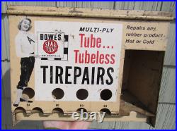 VINTAGE ORIGINAL 1950's BOWES SEAL FAST TIRE REPAIR DISPLAY CABINET SIGN