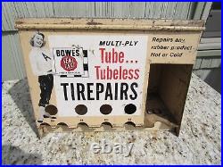 VINTAGE ORIGINAL 1950's BOWES SEAL FAST TIRE REPAIR DISPLAY CABINET SIGN