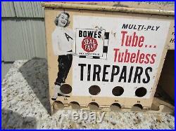 VINTAGE ORIGINAL 1950's BOWES SEAL FAST TIRE REPAIR DISPLAY CABINET SIGN