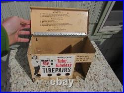 VINTAGE ORIGINAL 1950's BOWES SEAL FAST TIRE REPAIR DISPLAY CABINET SIGN