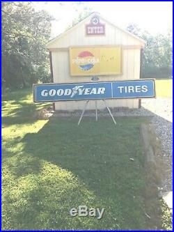 VINTAGE ORIGINAL GAS OIL TIRES ADVERTISING SIGN GOODYEAR 10 ft Yes will ship