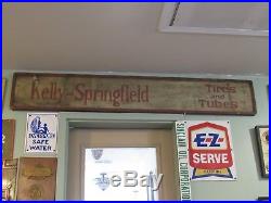 VINTAGE ORIGINAL c1911-1920's KELLY SPRINGFIELD TIRES DOUBLE SIDED WOOD SIGN