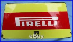 VINTAGE PIRELLI PORCELAIN TIRE STAND BANNER SIGN EARLY DESIGN 1950s MADE ITALY