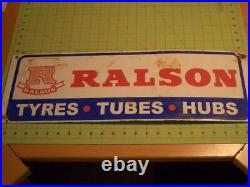 VINTAGE RALSON PORCELAIN SIGN GAS SERVICE TYRES foreign rare european tubes