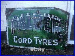 VINTAGE SIGN ENAMEL PALMER the three rib Tread CORD TYRE tyres