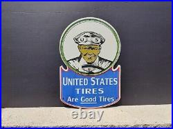 VINTAGE UNITED STATES TIRES PORCELAIN ENAMEL METAL SIGN SIZE 12 x 8