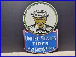 VINTAGE UNITED STATES TIRES PORCELAIN ENAMEL METAL SIGN SIZE 12 x 8