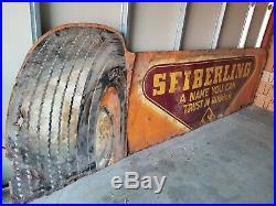 (VTG) 1950s Seiberling Tires Gas Station giant metal advertising Sign firestone