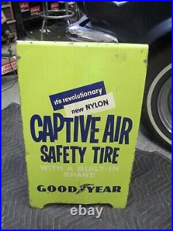 VTG 1969 Muscle Car GOODYEAR TIRE STAND UP SIGN WINGED FOOT GAS SERVICE STATION