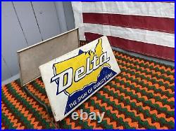 VTG DELTA TIRES SIGN DISPLAY TIRE STAND RACK GAS STATION Oil Advertising