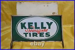 VTG KELLY SPRINGFIELD TIRES Sign & Stand Advertising Gas & Oil Petroliana Signs