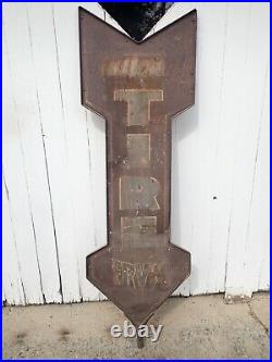 Very Early 1920s National Tires Service Advertising Sign Patina Vintage 6'6