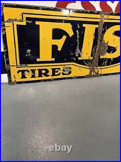 Very Large Vintage Fisk Tires Tubes Porcelain Sign