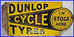 Very Rare Dunlop Cycle Tire Vintage Porcelain Sign Imperial Enamel Co Birmingham