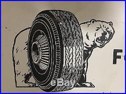 VinTage ORIGINAL GILLETTE TIRES Double Sided DST SIGN Car Truck GaS OiL OLD BEAR