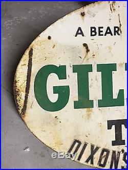 VinTage ORIGINAL GILLETTE TIRES Double Sided DST SIGN Car Truck GaS OiL OLD BEAR