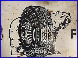 VinTage ORIGINAL GILLETTE TIRES Double Sided DST SIGN Car Truck GaS OiL OLD BEAR